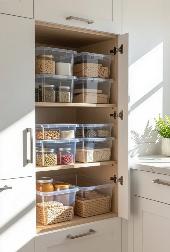 stackable bins maximize cabinet storage