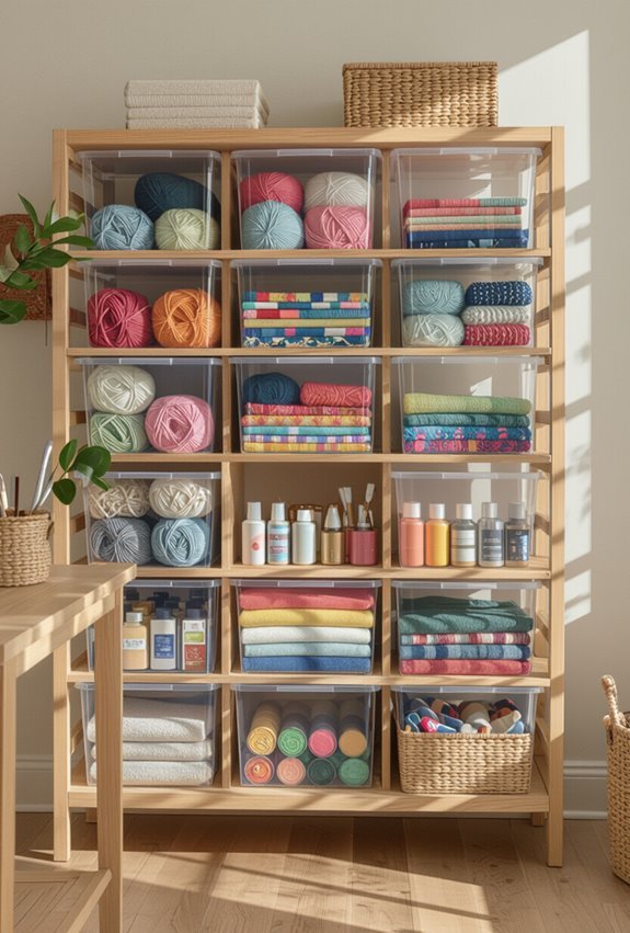stackable bins organize bulk supplies