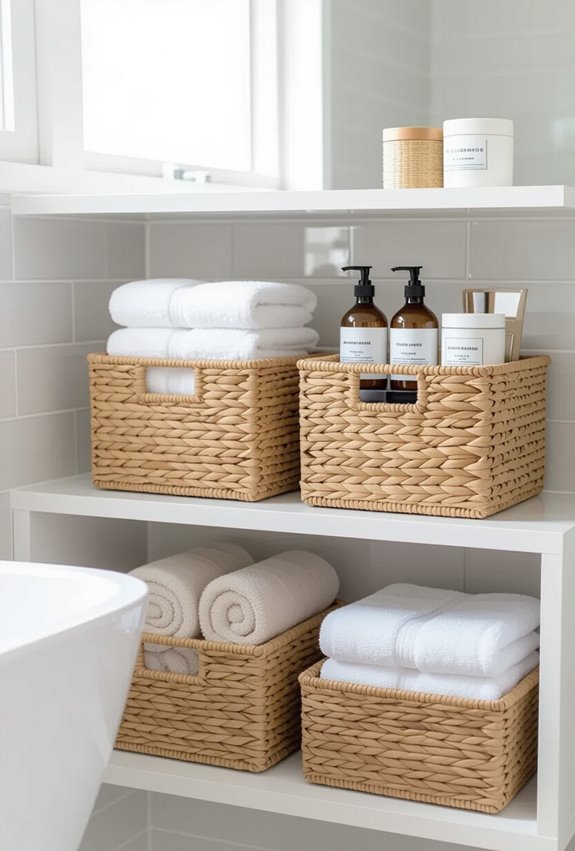 stackable labeled bins save space