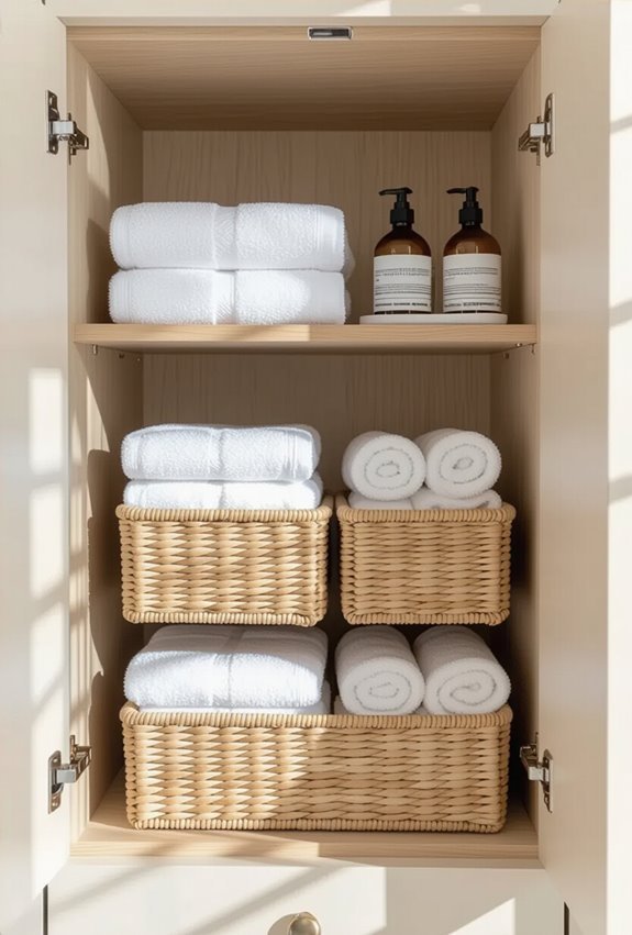 stackable labeled cabinet baskets
