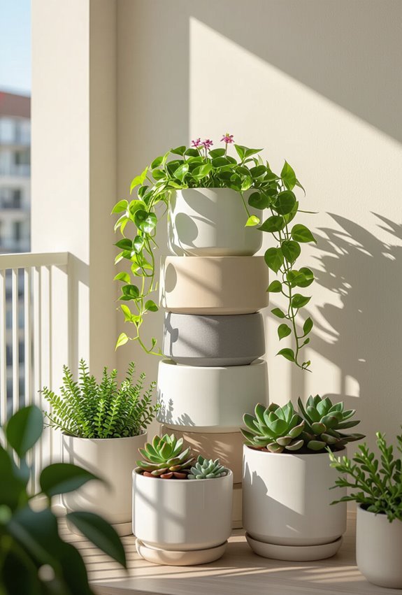 stackable tiered cascading plant displays