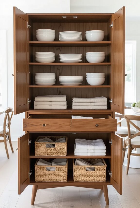 stacked chargers labeled baskets