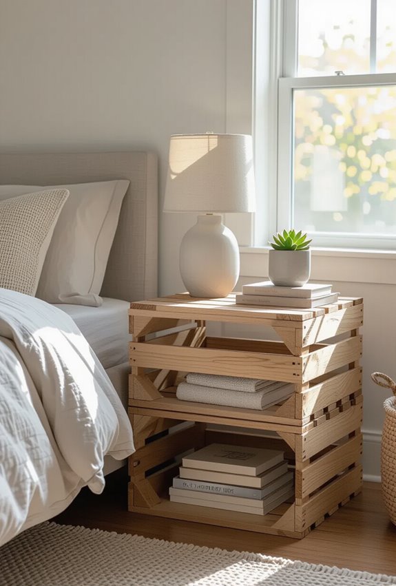 stacked customizable wooden crate nightstand
