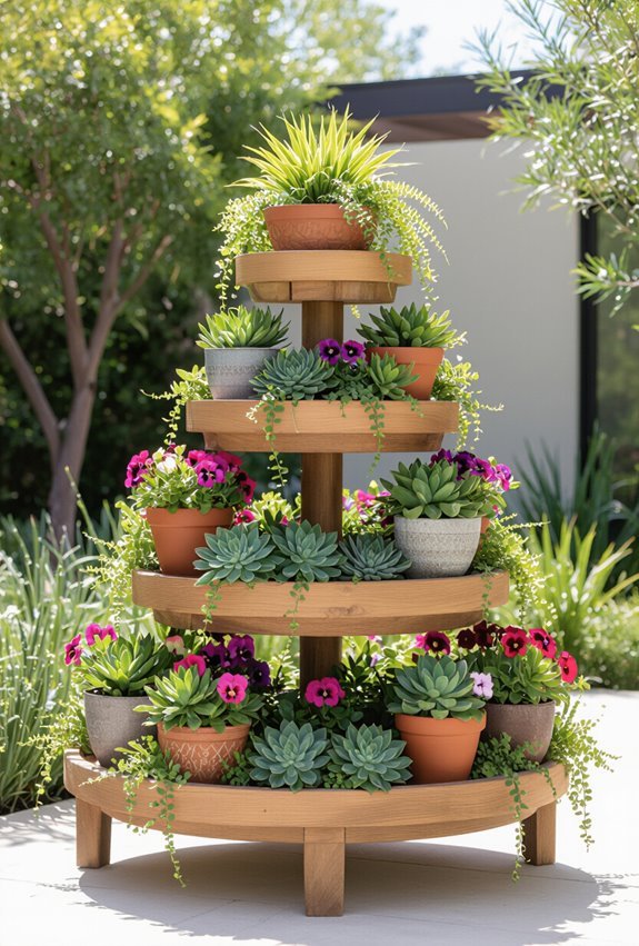 stacked rotating tiered planters