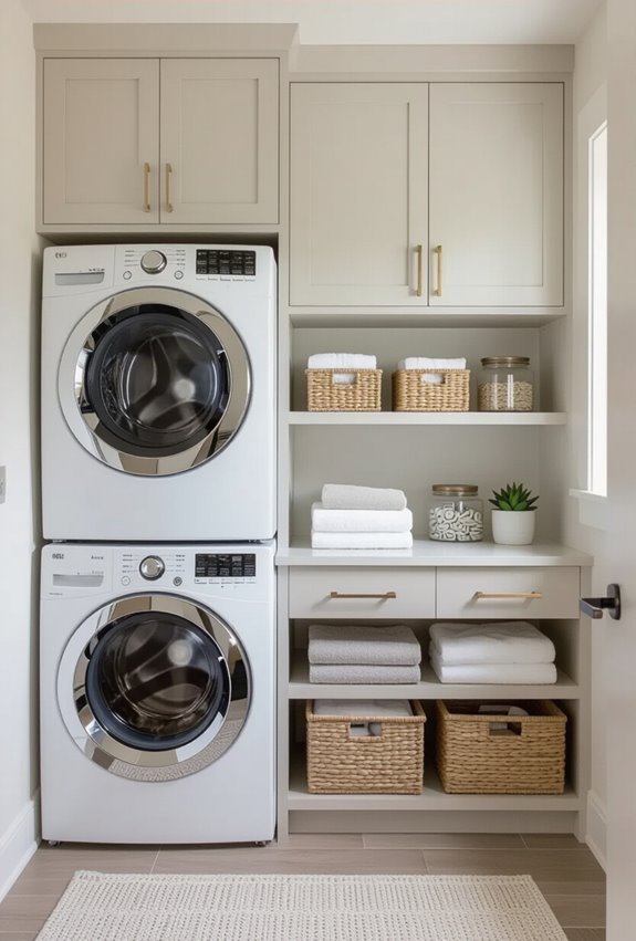 stacked shallow over machine cabinets