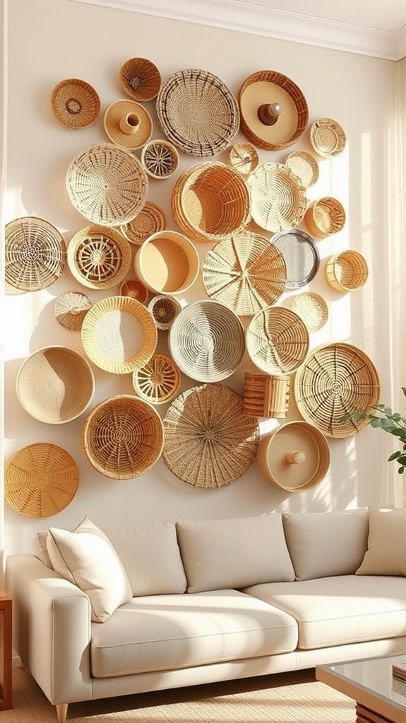 stacked woven basket arrangement