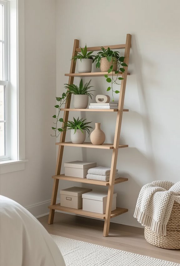 staggered corner ladder shelving