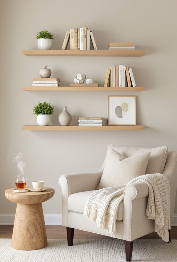 staggered floating mini library