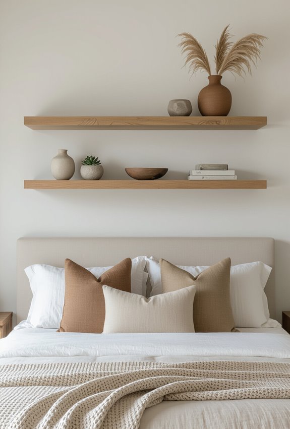 staggered layered shelving for depth