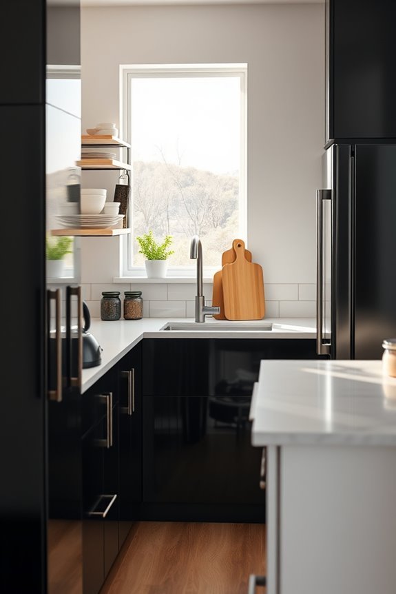 staggered shelving maximizes storage