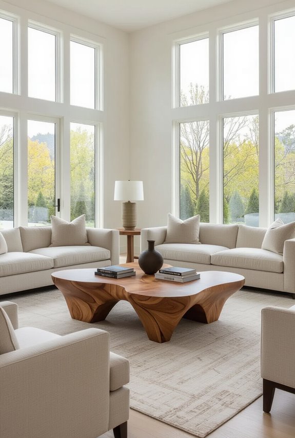 statement mixed material coffee table