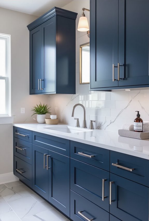 steel blue industrial bathroom cabinets