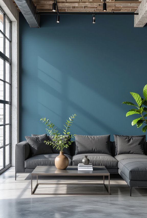 steel blue industrial modern living
