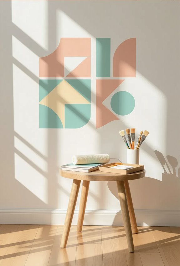 stencil layered geometric wall art