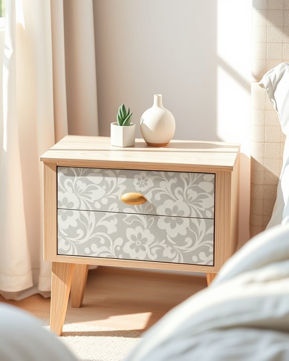 stenciled bedside table design
