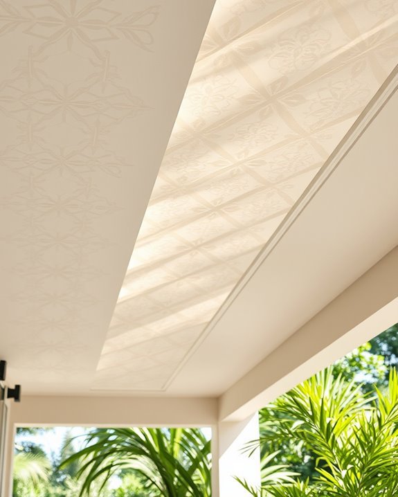 stenciled ceiling patterns enhance
