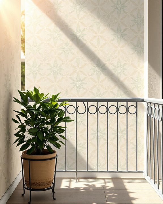 stenciled patterns enhance balconies