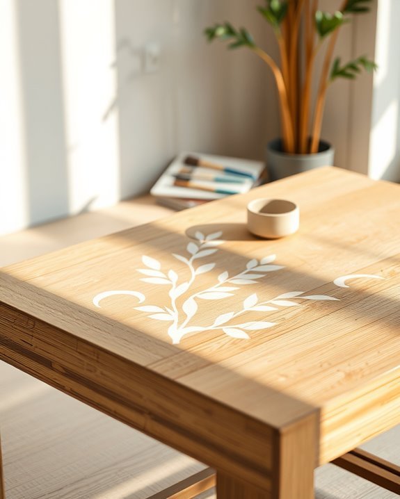 stenciling designs on bamboo