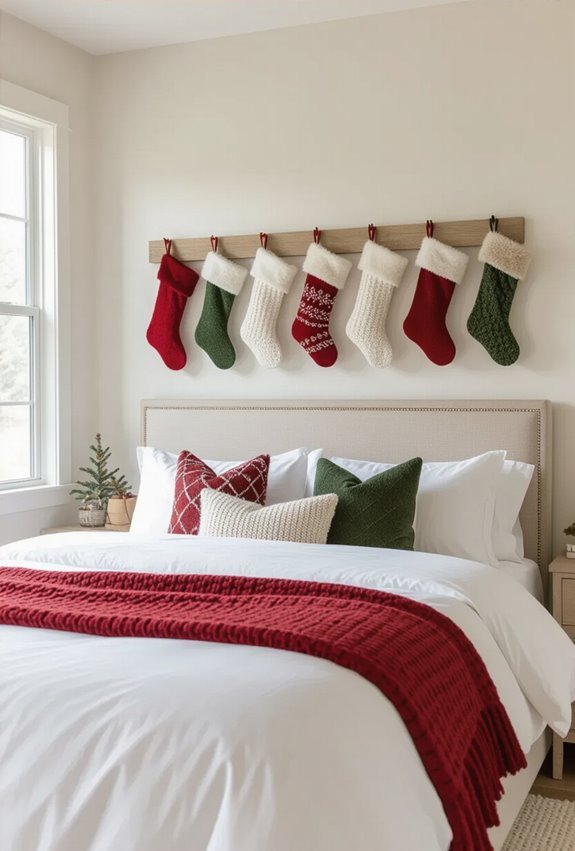 stocking gallery above bed