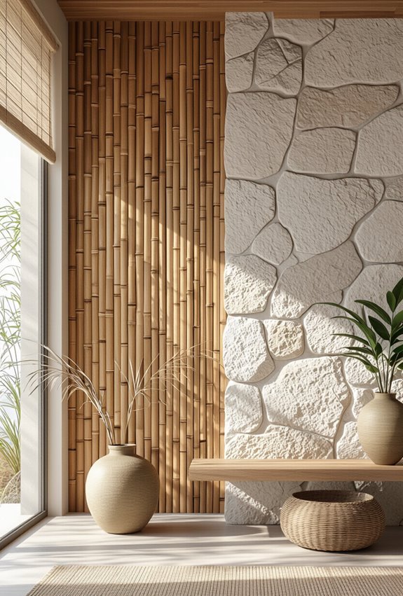 stone and bamboo organic contrast