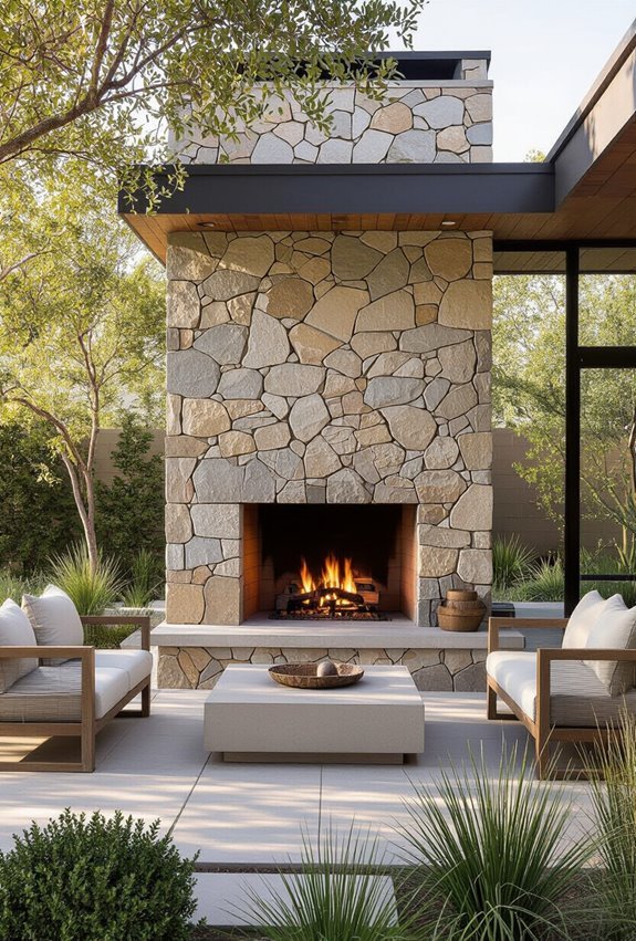 stone fireplaces blending nature
