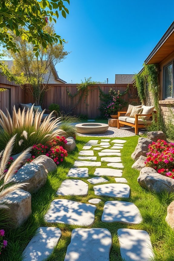 stone pathway with lighting