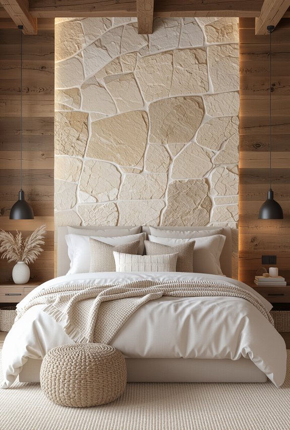 stone veneer with reclaimed beams