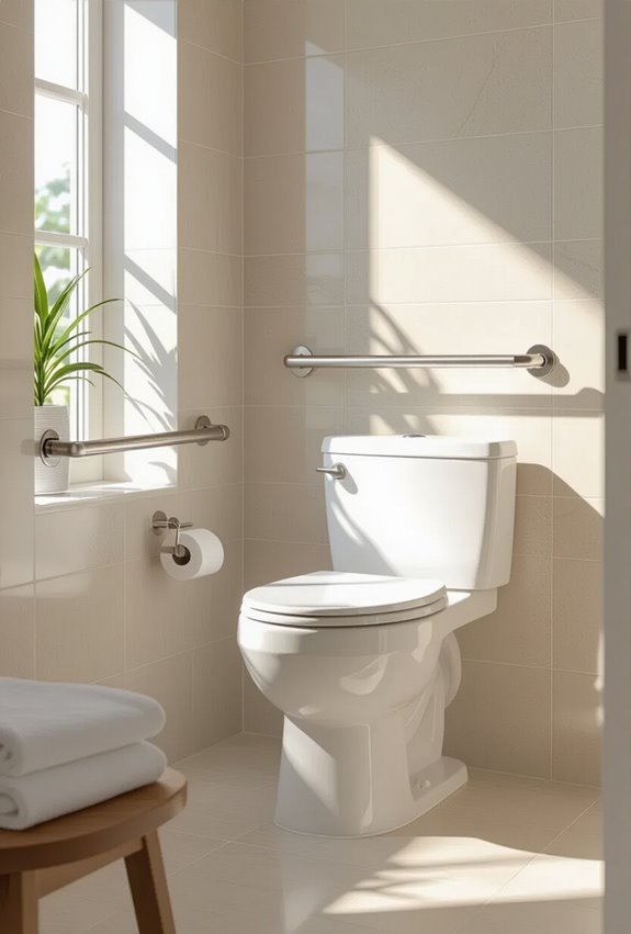 strategic textured grab bar placement