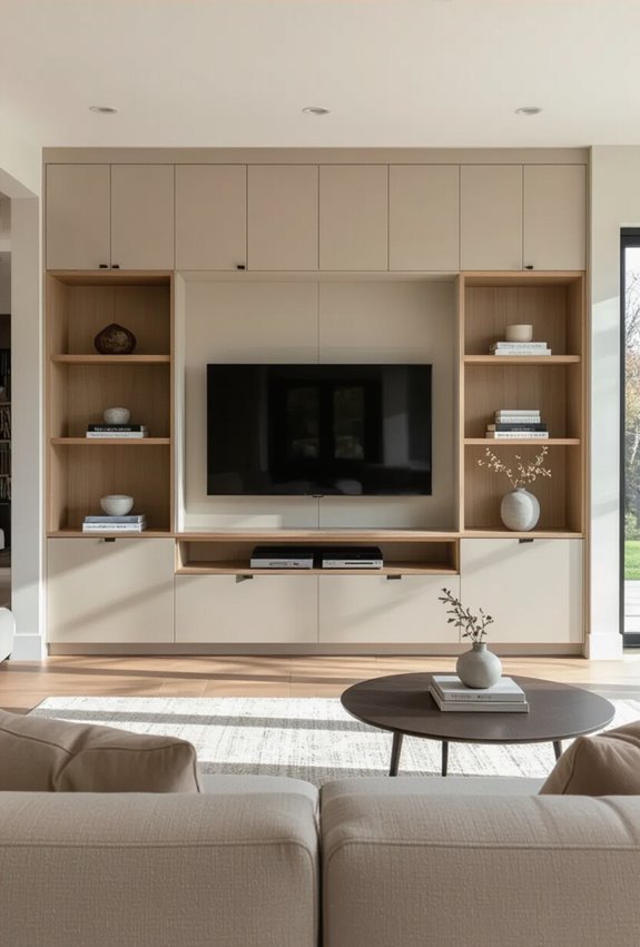streamlined built in tv storage