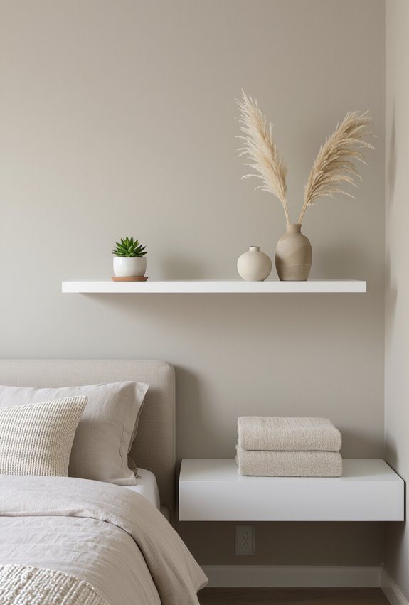 streamlined minimal floating shelf styling