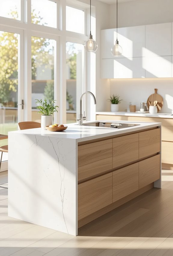 streamlined single row kitchen island