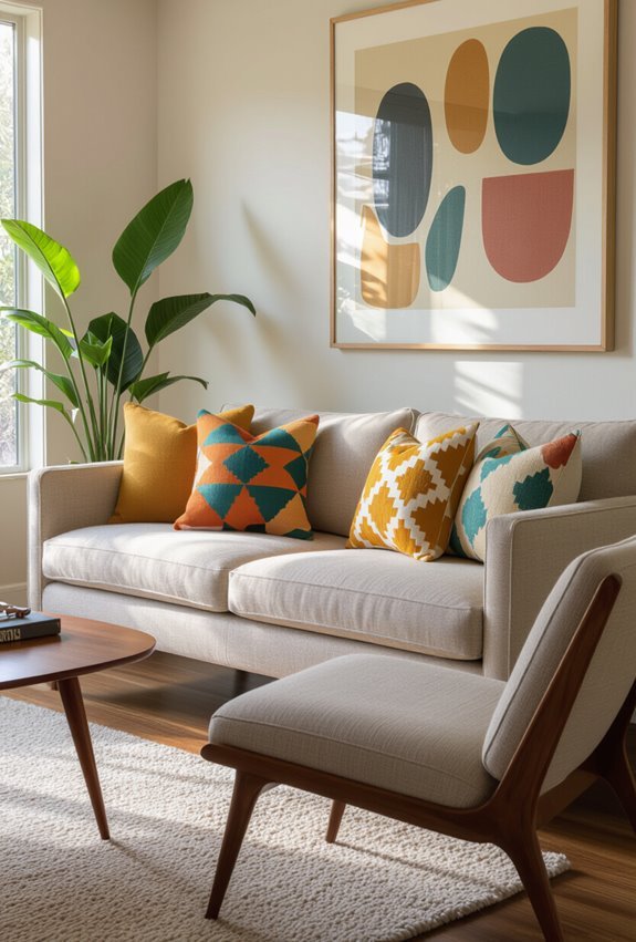 streamlined sofas with retro patterns