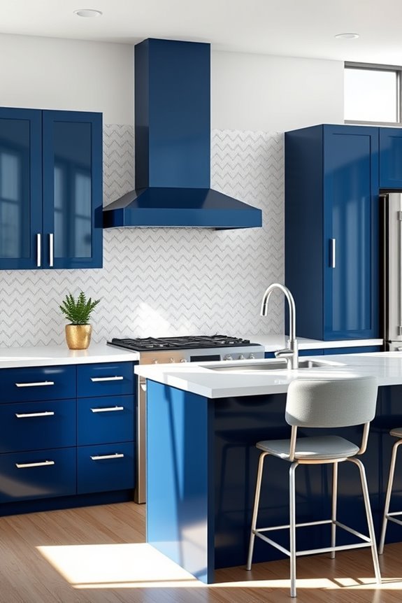 striking blue and white