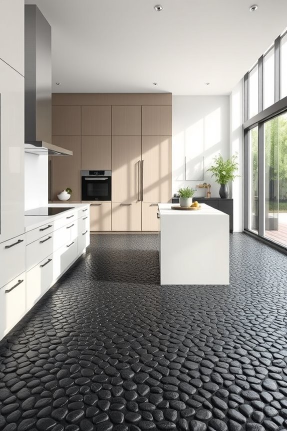 striking polished black flooring