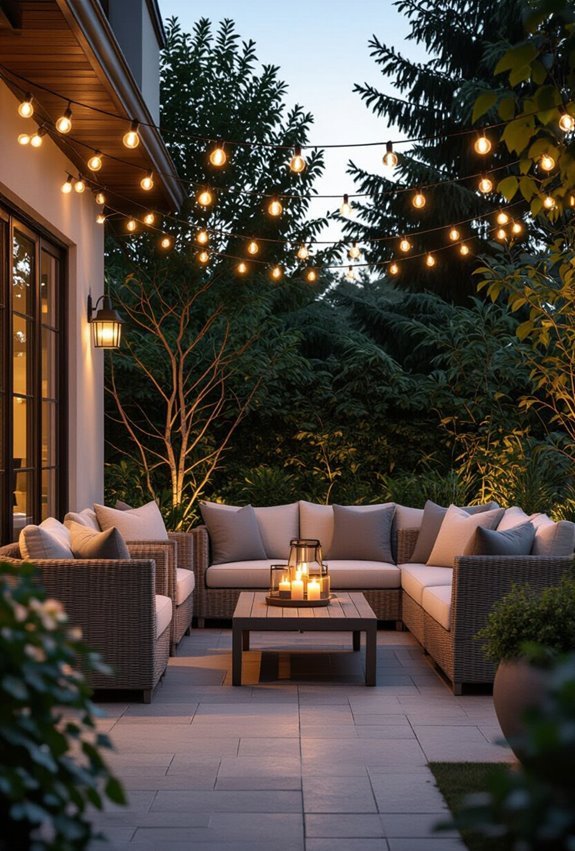 string lit cozy outdoor retreat
