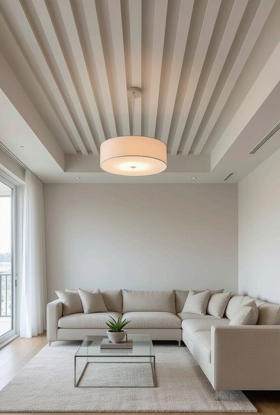 striped ceilings create visual depth