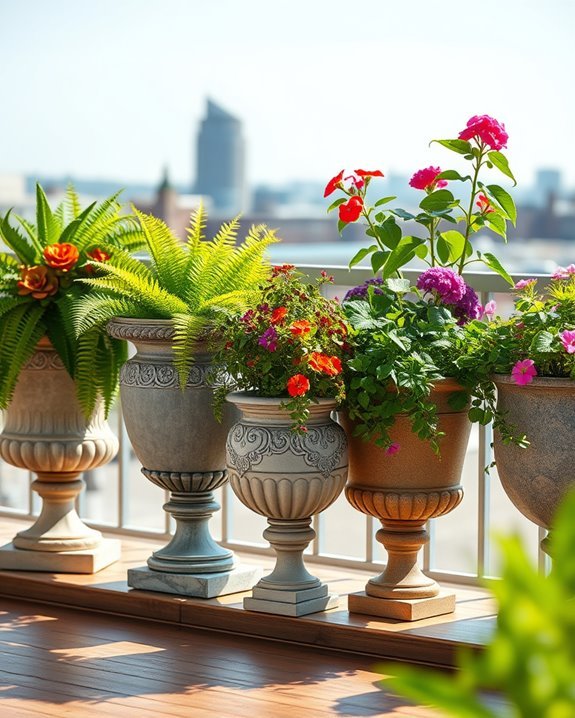 stylish balcony decorative urns