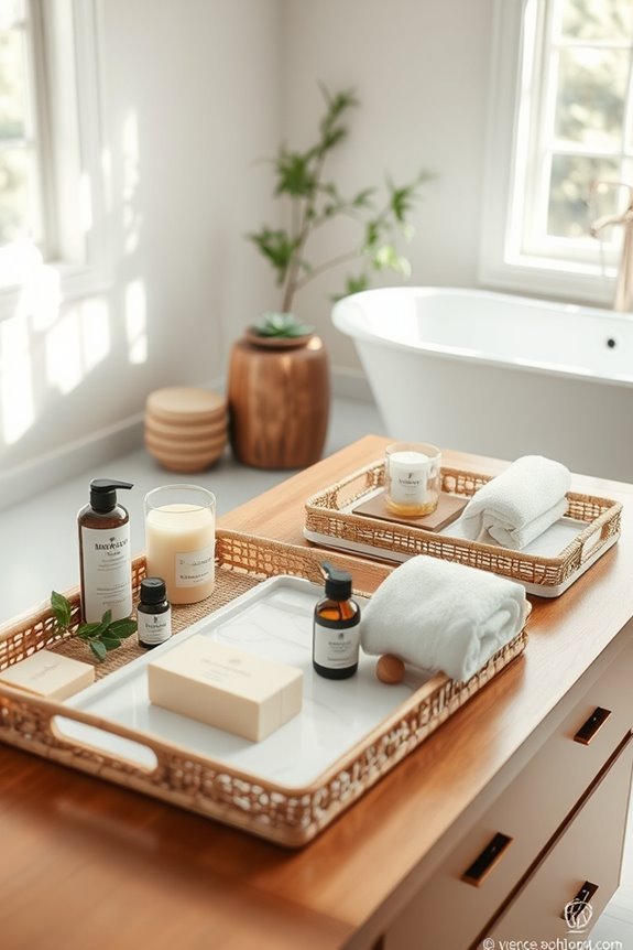 stylish bathroom organization trays