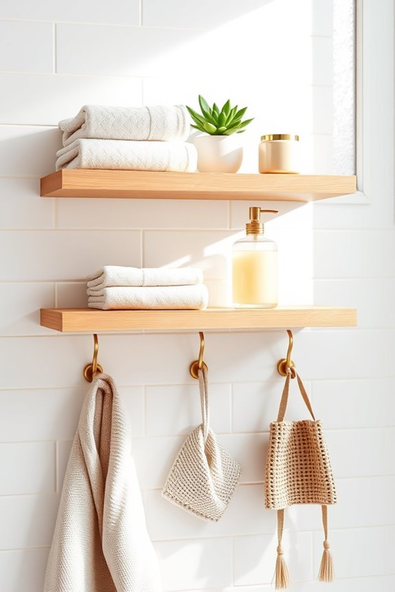 stylish bathroom shelf hooks