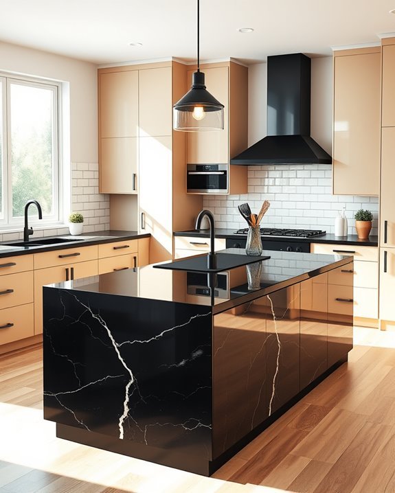 stylish beige and black island