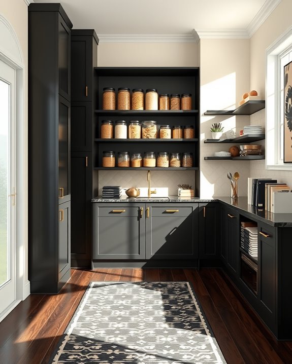 stylish black and cream pantry
