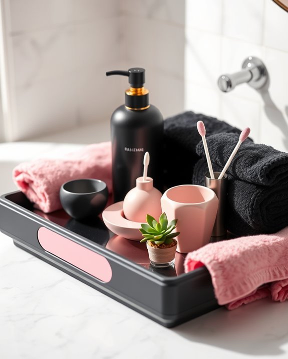 stylish black and pink trays
