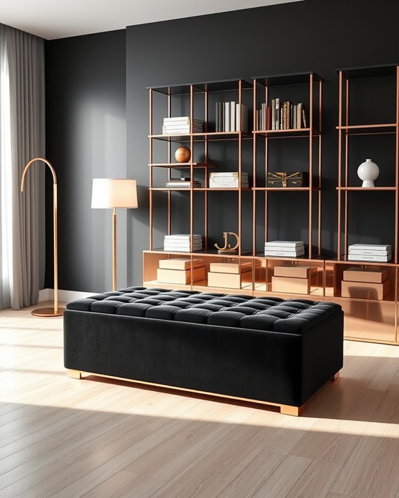 stylish black and rose gold storage