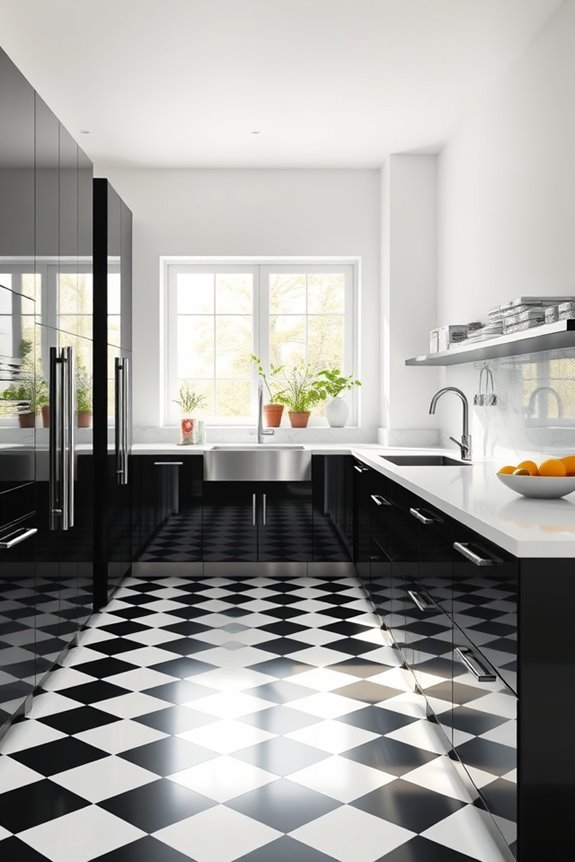 stylish black and white checkerboard