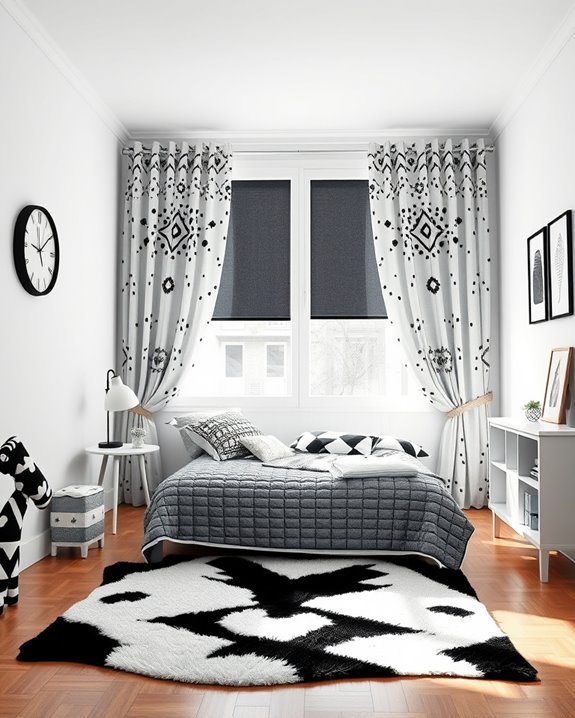 stylish black and white curtains