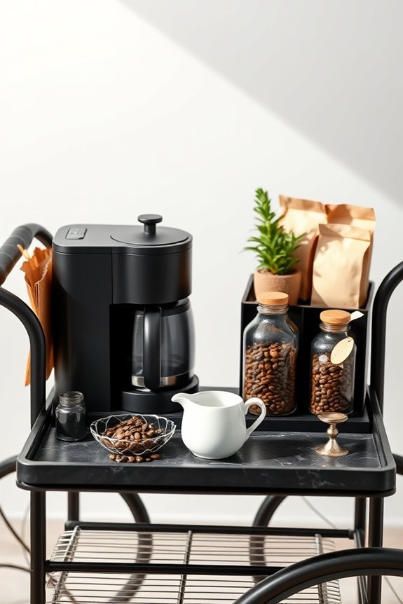 stylish black coffee cart