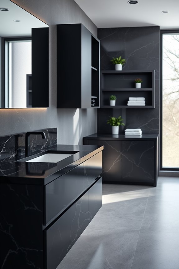 stylish black granite storage