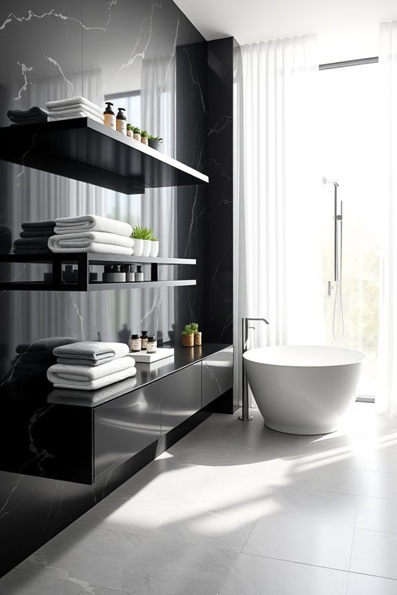 stylish black marble storage
