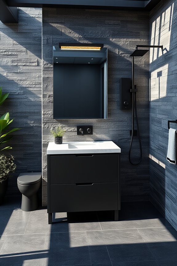 stylish black outdoor washroom