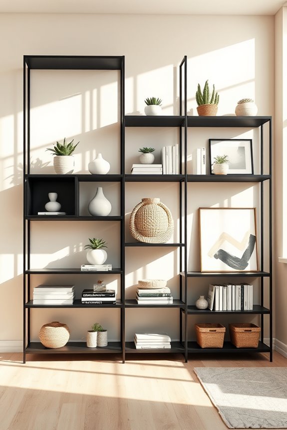 stylish black shelf decor